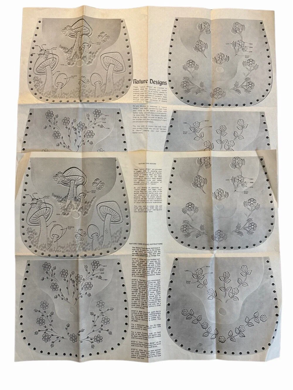 Vintage Tandy Craftool Leather Making Pattern Ephemera Lot